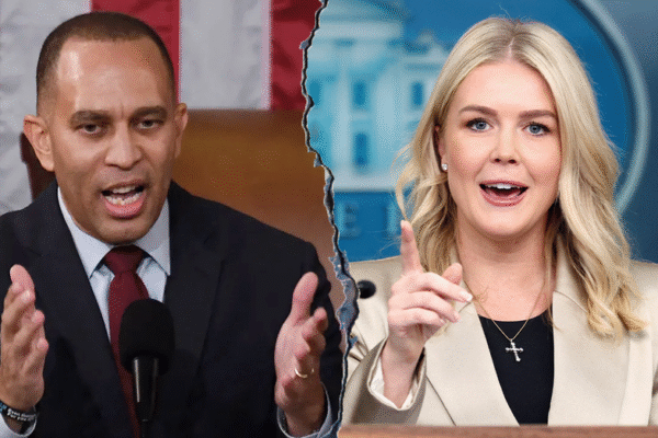 EXCLUSIVE: Karoline Leavitt blasts Hakeem Jeffries as a 'stone-cold loser' following his 'demented' attack against her