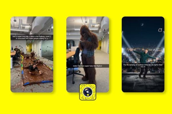 Snapchat unveils its initial AI Lens with open prompts, offered at no cost in the US.