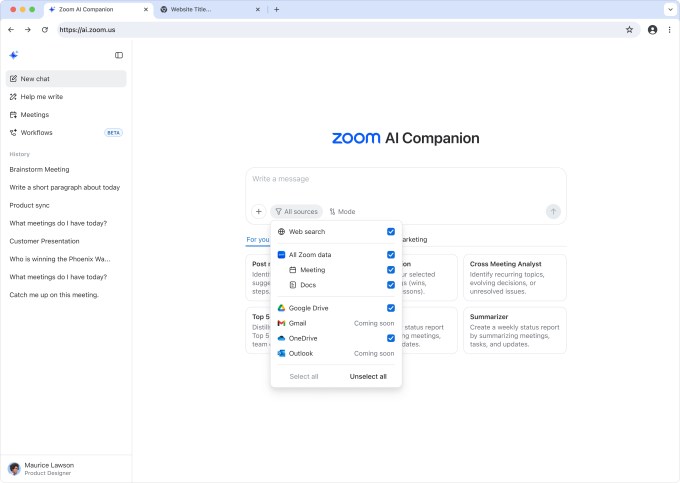 Zoom brings its AI assistant to the web with access to free users