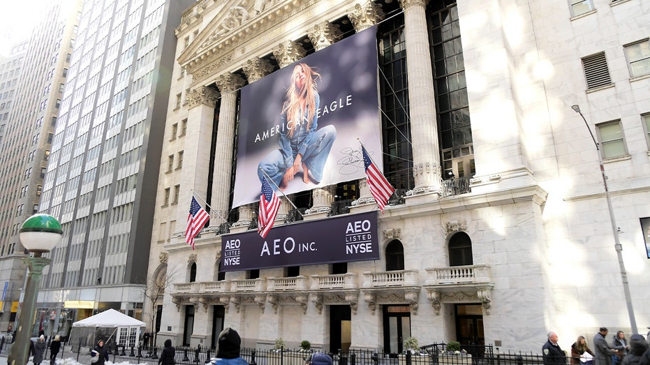 Sydney Sweeney rings stock exchange opening bell alongside American Eagle CEO