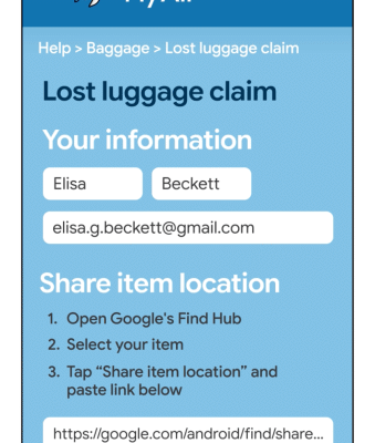 Android users can now share tracker tag info with airlines to help locate lost luggage