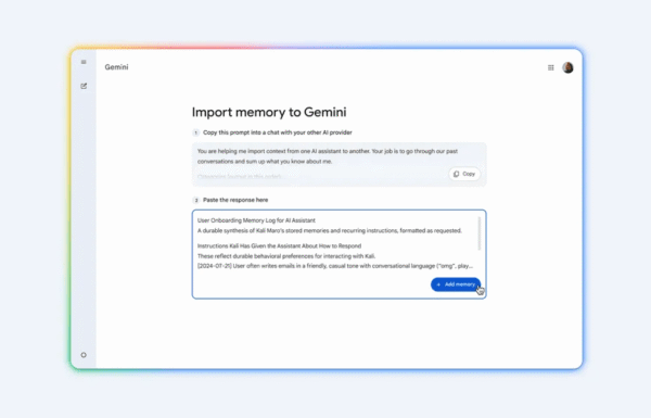 You can now transfer your chats and personal information from other chatbots directly into Gemini